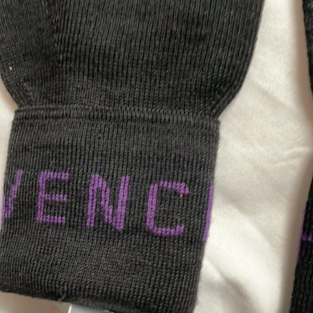 Givenchy Logo Cuff Wool Gloves black and purple